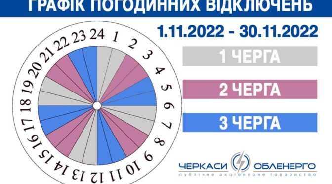 На Черкащині з 11 листопада розпочнуть застосовувати оновлені графіки погодинних відключень